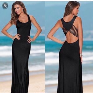 New, never worn black maxi with strappy sexy back